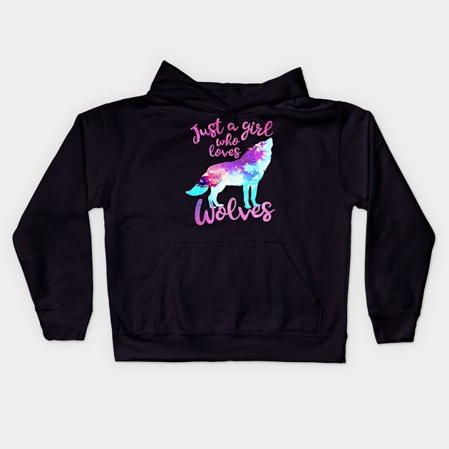 Just a girl who loves wolves Kids Hoodie by PrettyPittieShop